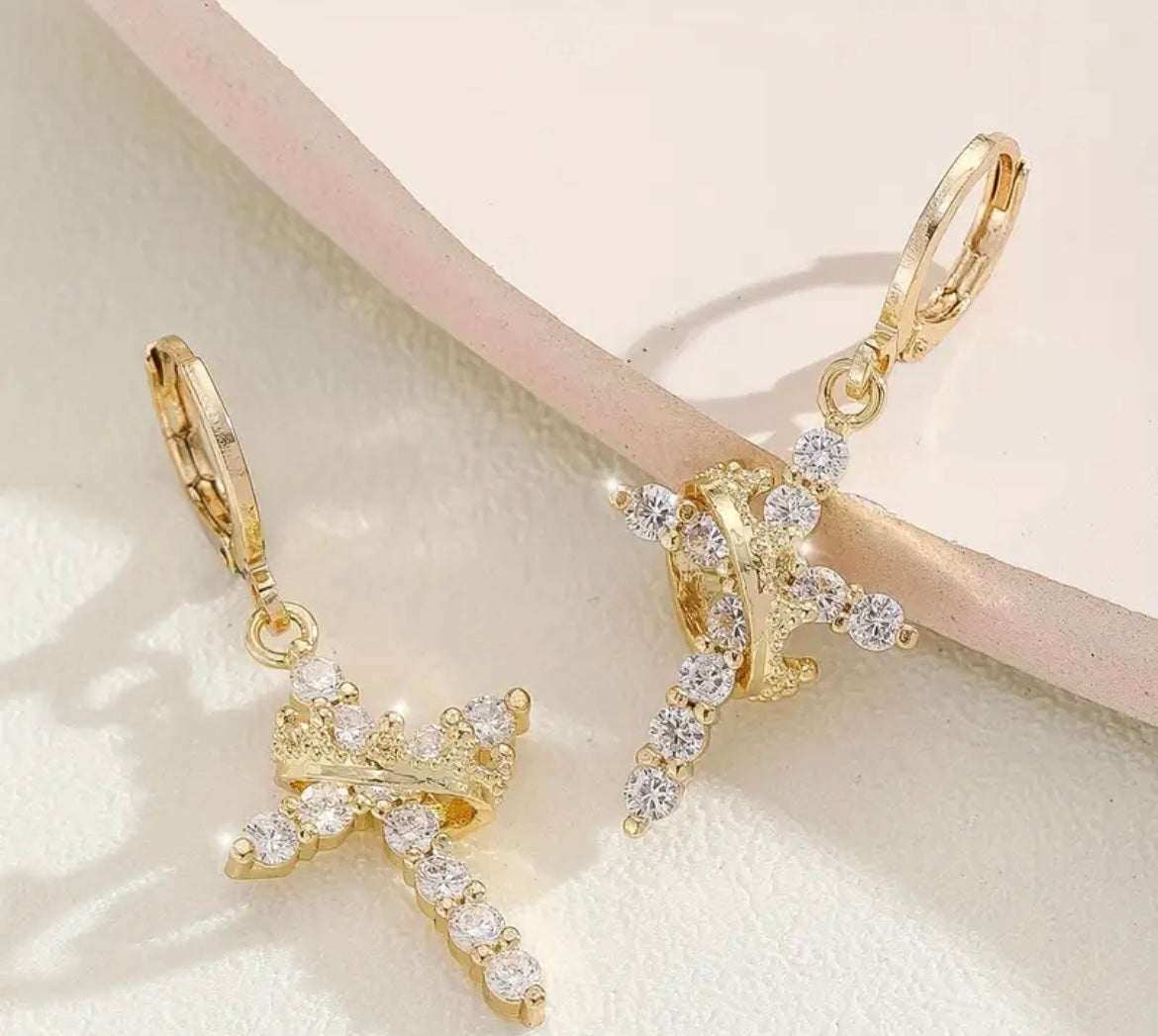 Crown Cross earrings